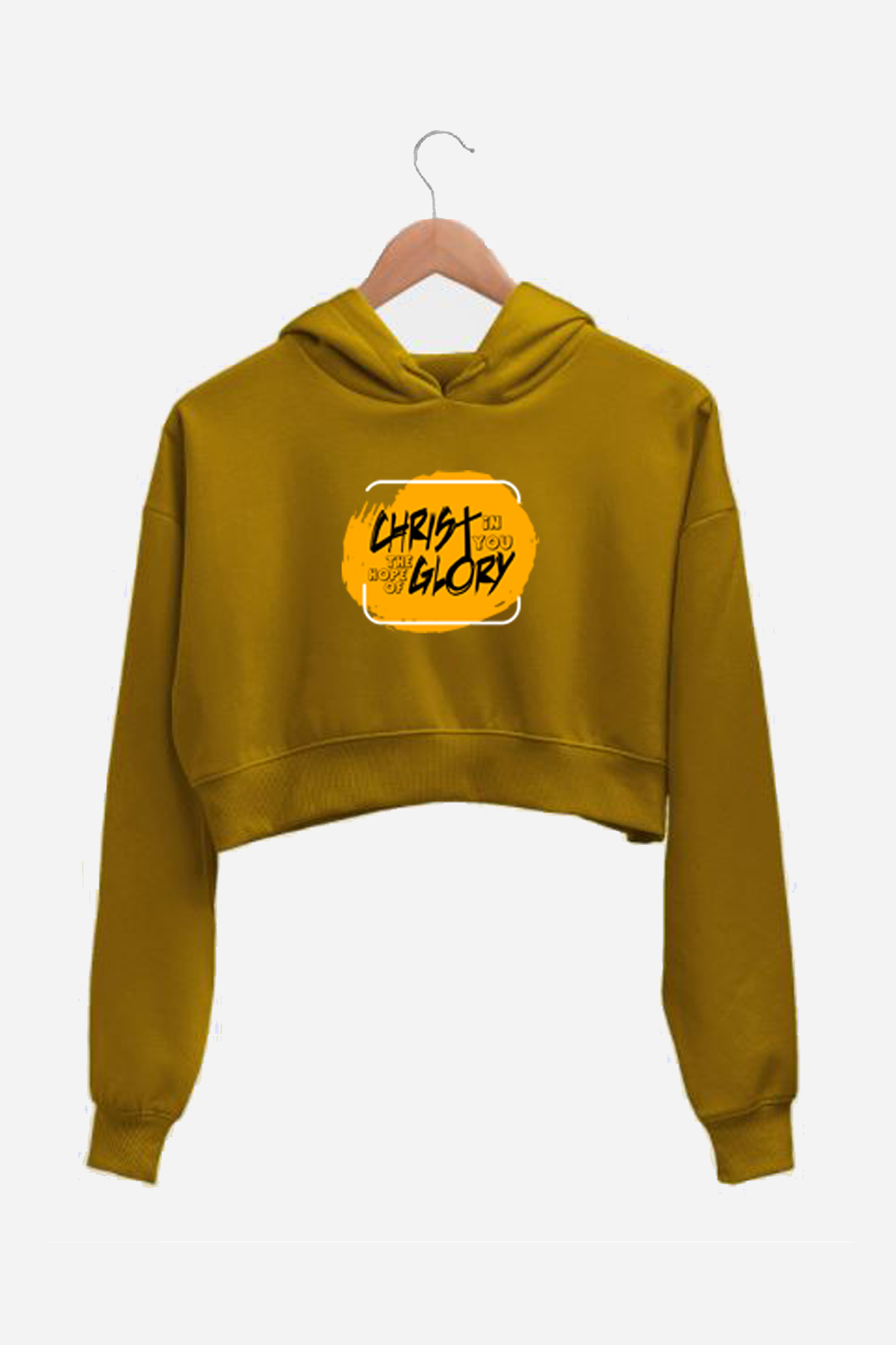 mustard yellow crop hoodie